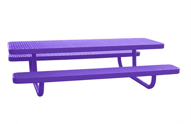 Model #PPS941301PPPC. Champion children's picnic table. 6 foot, purple, expanded metal, free standing.