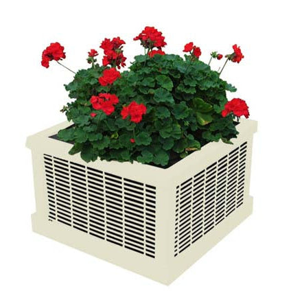 Model #PPS9PL201O55C. Outdoor square planter. 26" x 18", ivory, welded rod.