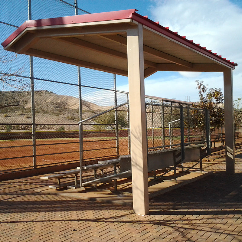 Premium hard shell bleacher cover for 5 row bleachers.