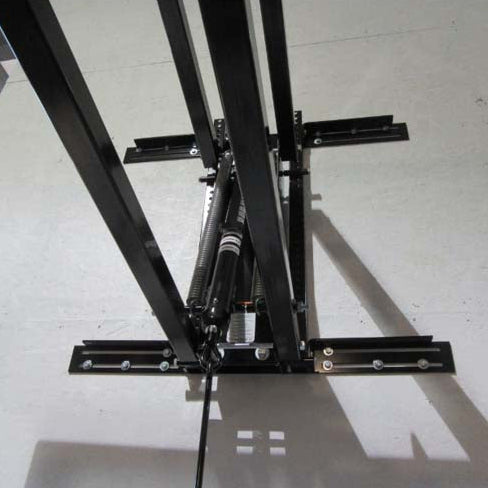 Roofmaster roof mount basketball hoop back view.