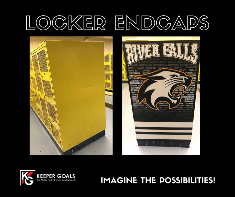 Custom locker endcaps before and after photos.