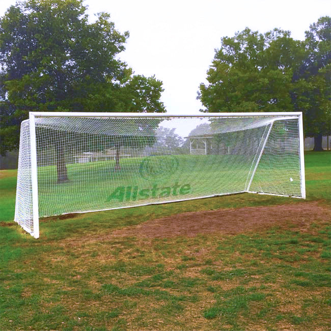Soccer net with custom logo.