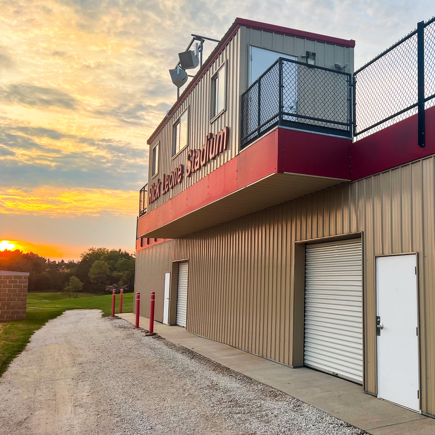 Storage enclosure underneath football bleachers.