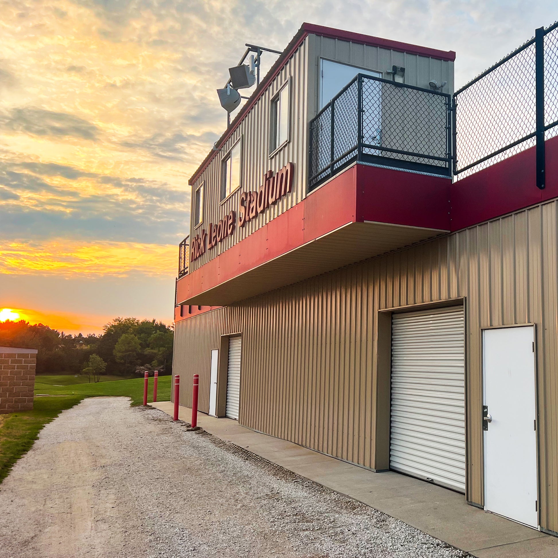 Storage enclosure underneath football bleachers.