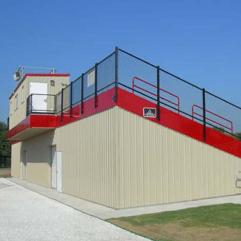 Water tight storage enclosure under bleachers.