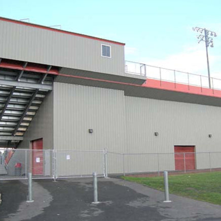 Water tight storage enclosures under stadium.