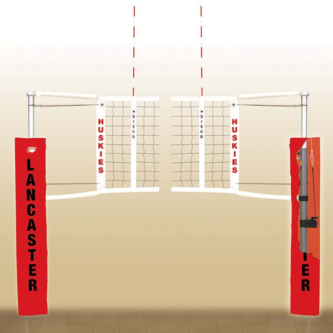Model #VB2000XX. Bison centerline elite steel hybrid volleyball system.