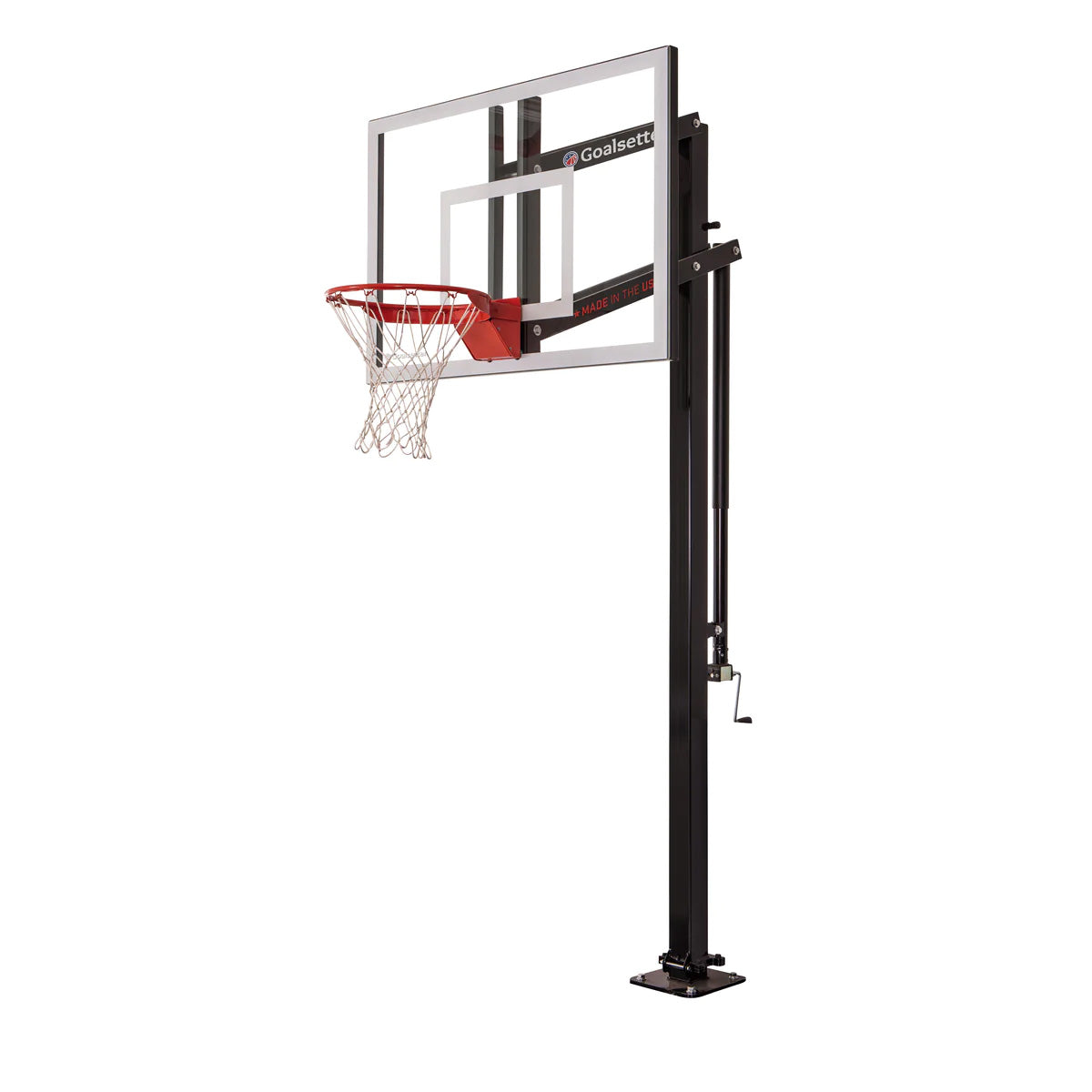 Goalsetter x454 basketball hoop left side angled view