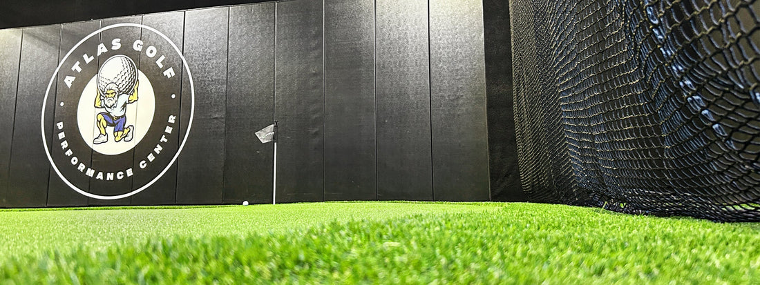 Indoor golf netting installation at Atlas Golf and Performance Center in Brookfield, Wisconsin
