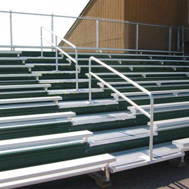 Custom 10 row bleachers with green risers.