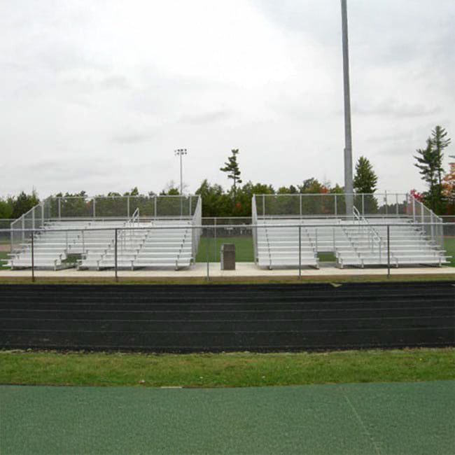 Model #10BR25A1GRWCS. 10 row 25' aluminum bleachers with handicap cutout.