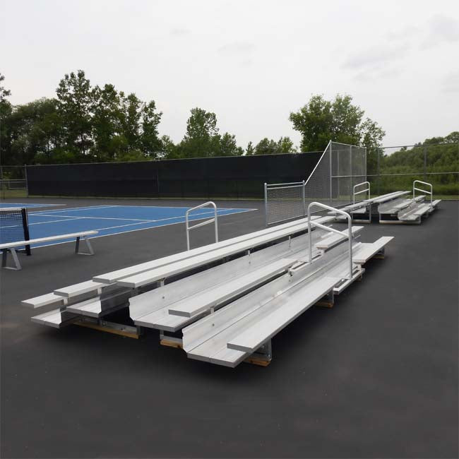 Custom back to back 3 row 19 foot bleachers.