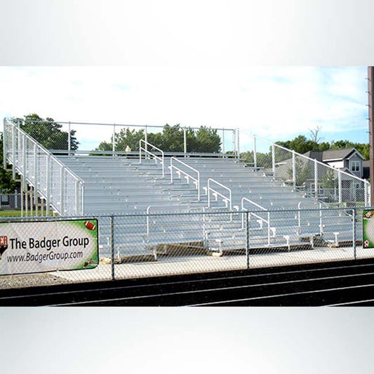 Model #B15R311GR. 15 row aluminum bleachers.