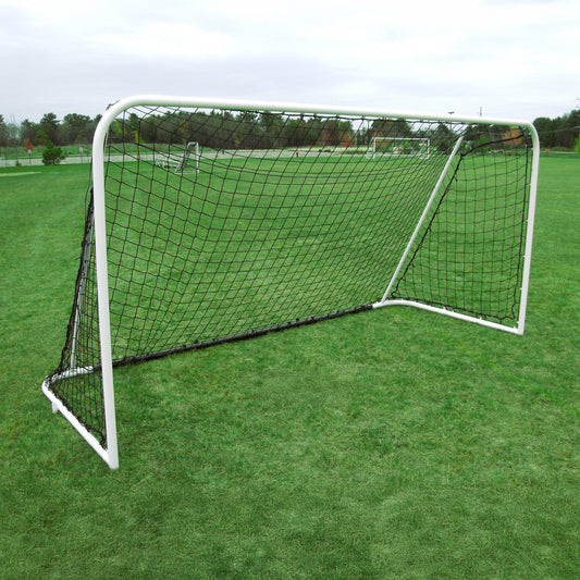 Model #FAS. Futsal steel goal. White frame with black net.