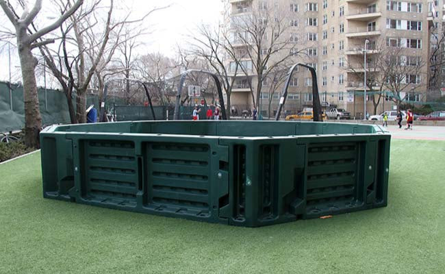 Green asphalt gaga ball pit 1.