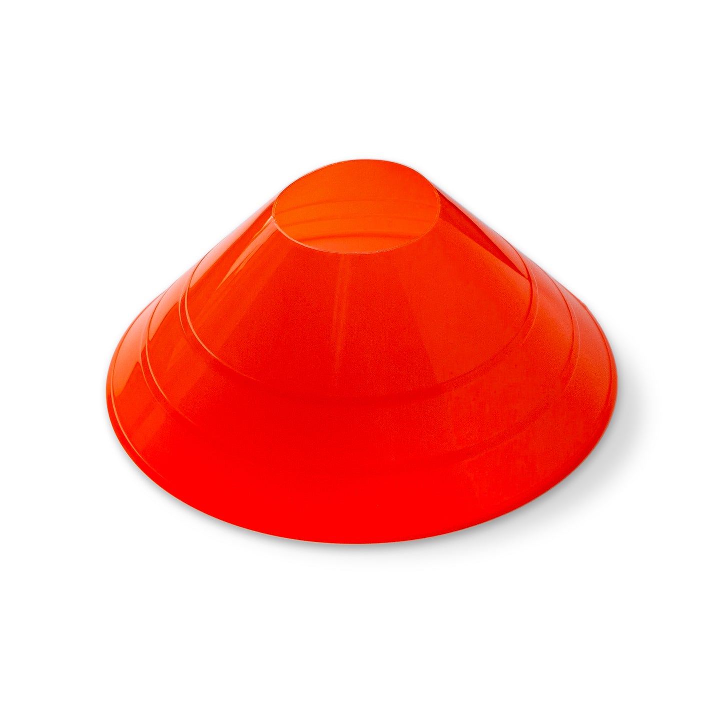 Model #LDCORANGE. Large orange disc cone. 12" wide x 4" tall. For soccer field marking.