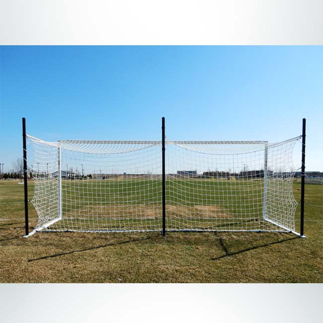 Model #MS803P. Movable Stadium Cup soccer goal with backstays. Back of goal.