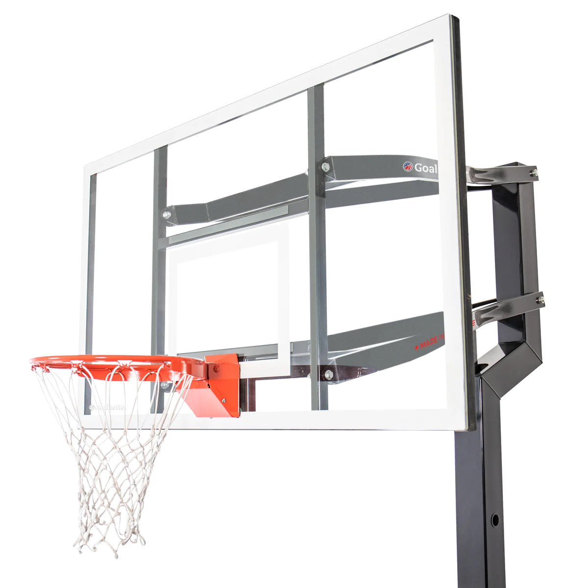 Goalsetter MVP 72 inch side view of backboard and rim