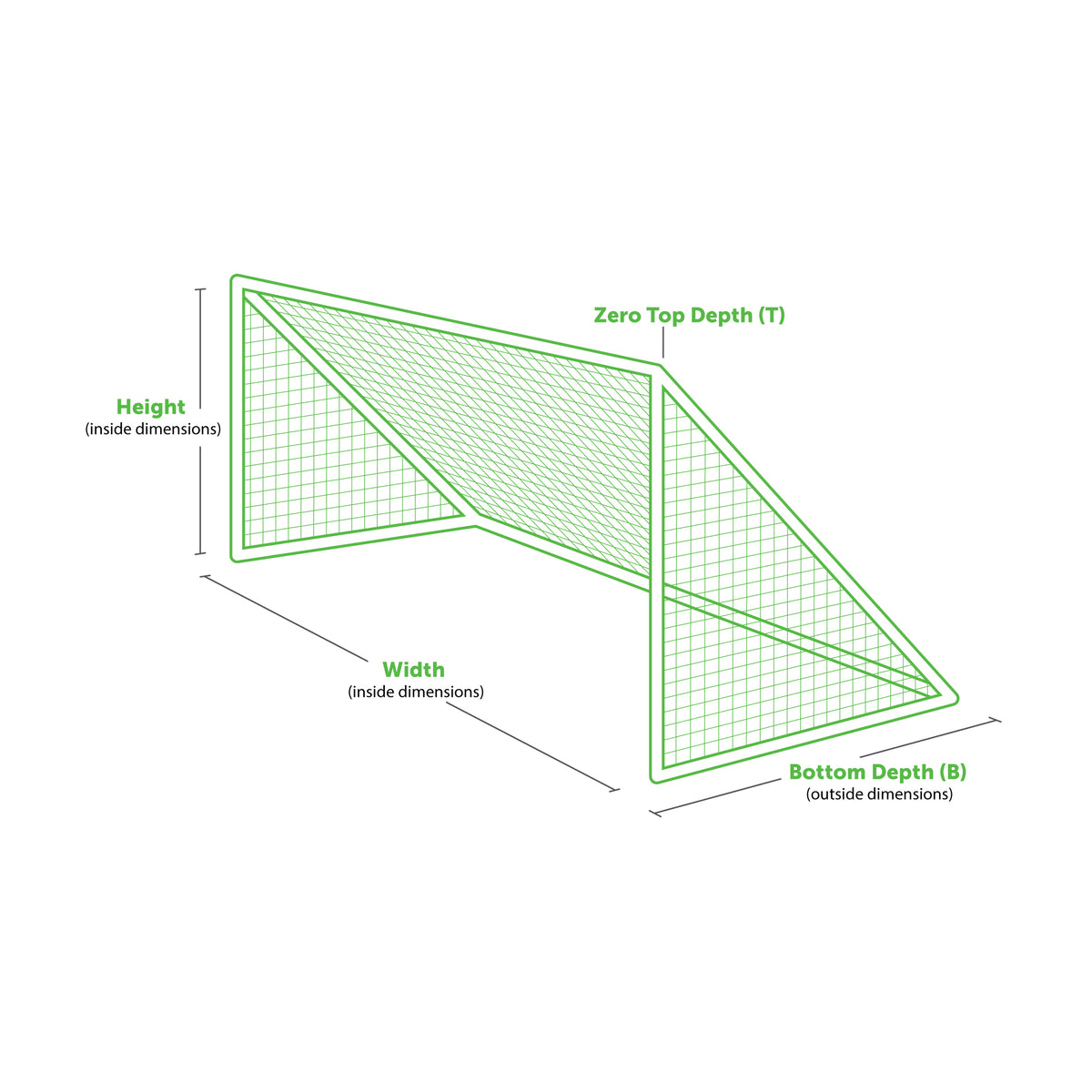 Football Netdimensions 2' x 4' Soccer Nets (Depth: 0'T - 2'B) HTPP 3mm | Keeper Goals