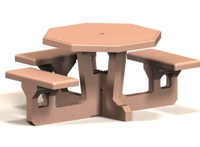 Model #PROTSH. Concrete octagon handicap accessible table for parks and businesses.