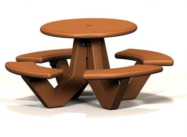 Model #PRROTS. Round concrete picnic table for parks and businesses.