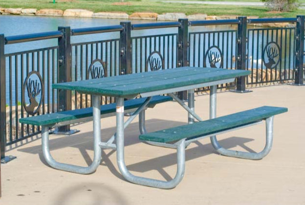 Model #PLRXTG6PU. XT series 6' green recycled plastic picnic table.