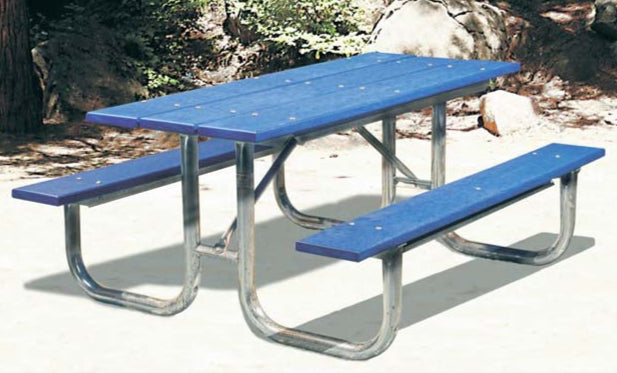 Model #PLRXTG6PU. XT series 6' blue recycled plastic picnic table.