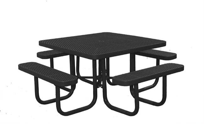 Model # PPS926101O99C. Champion square picnic table. 4 foot, black, expanded metal, free standing.