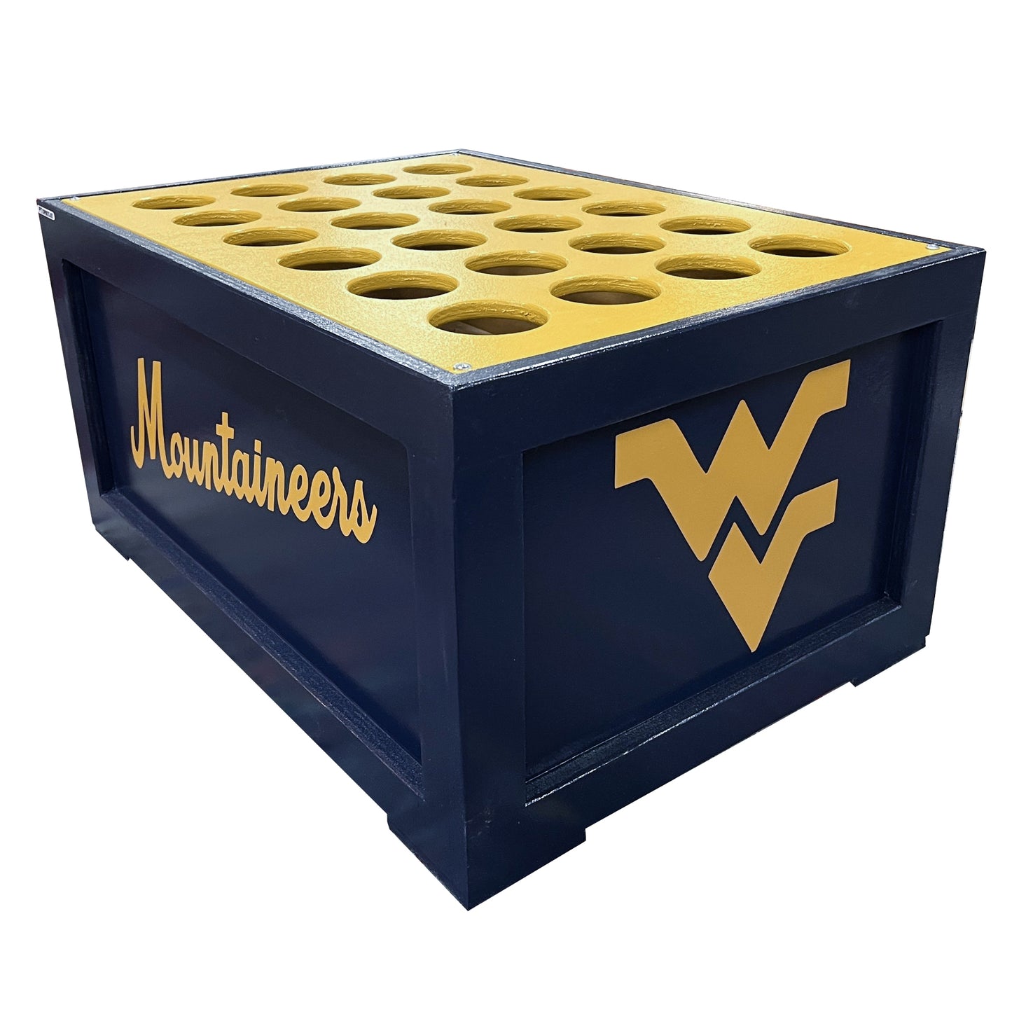 The Black Mamba Dugout Bat Storage Unit holds 24 bats and is perfect for baseball or softball, featuring multiple circular holes on top for organized storage.
