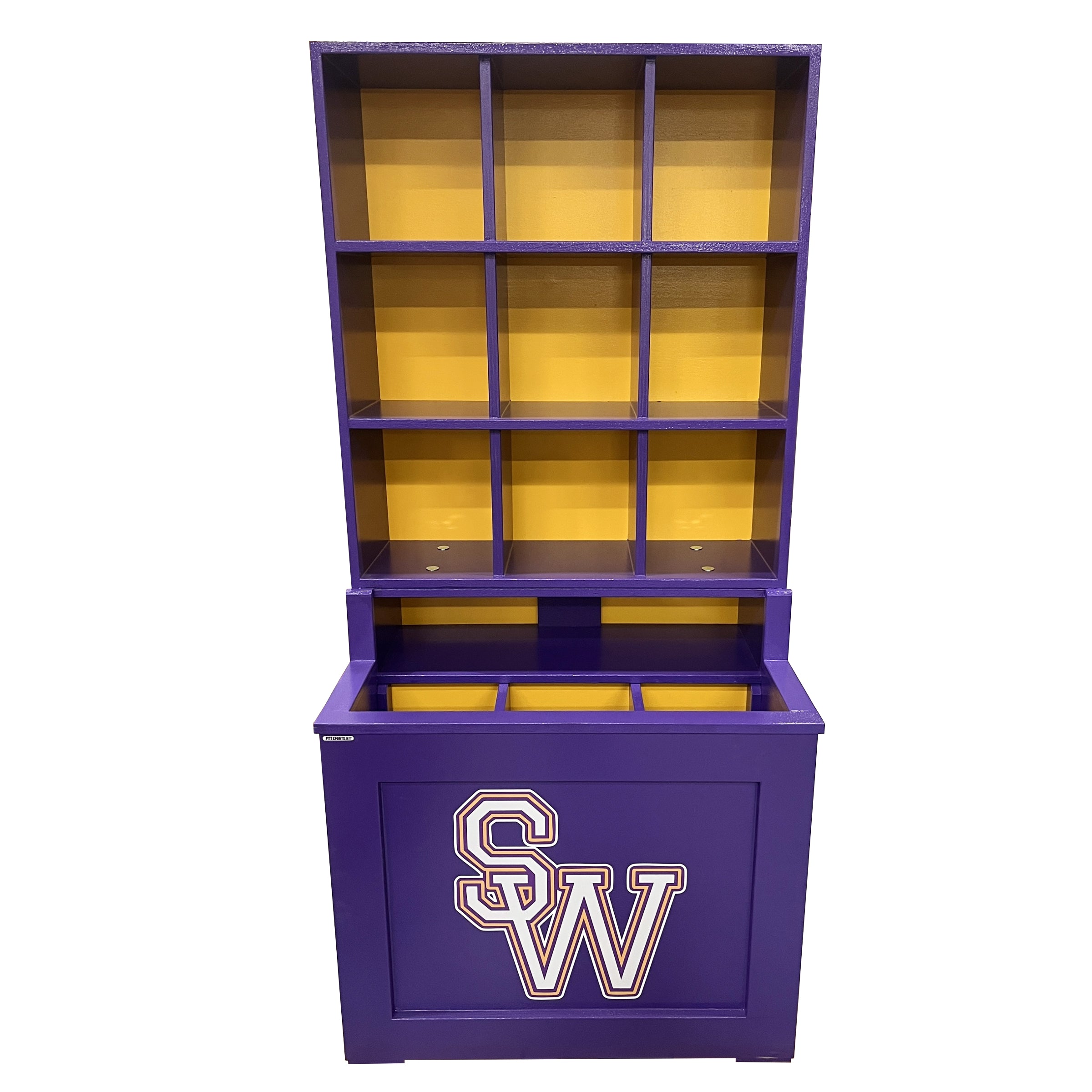 Trooper 9-Helmet Dugout Bat & Helmet Rack | Made in USA | Keeper