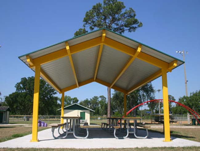 Model #RCPASG2030-04. 20'x30' all steel gable park shelter.