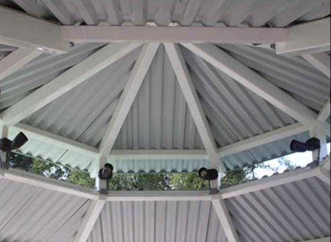 Gazebo park shelter inside of the roof.