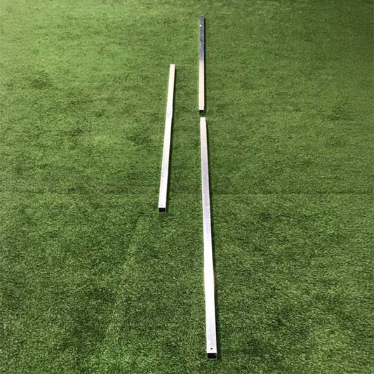 Model #SGESPLICE1. Spliced crossbar for 2" square crossbar for soccer goal. Makes transport and storage easier.