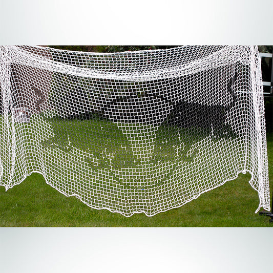 Custom soccer net with Red Bull logo.