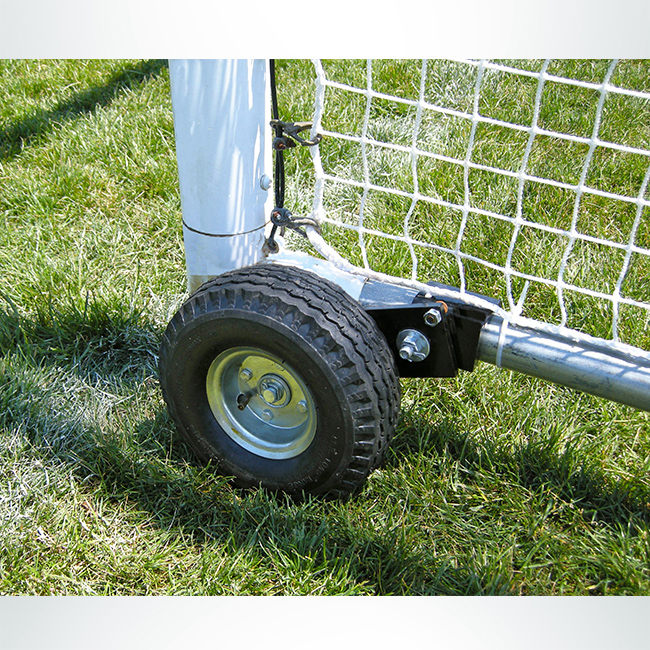 Model #PW2. Wheel kit to bolt on to 2" round or 4" round soccer goal.
