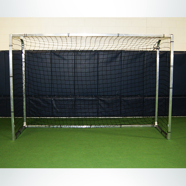 Model #SGEFUTSAL. Futsal goal with 2" square aluminum frame and Velcro net attachment.