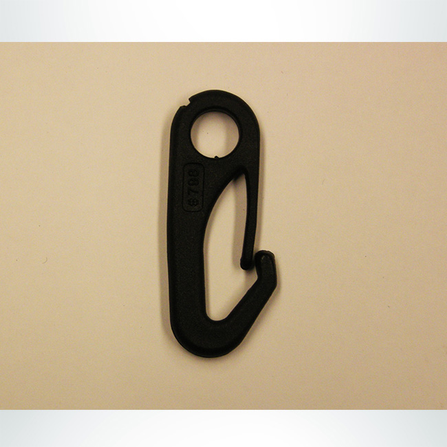 Model #HO2. Plastic enclosed snap hook for cable net attachment on soccer goal.