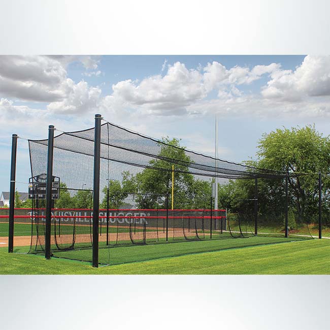 Model #BC70TUFFS1S. Soft toss stations in modular steel batting cages.
