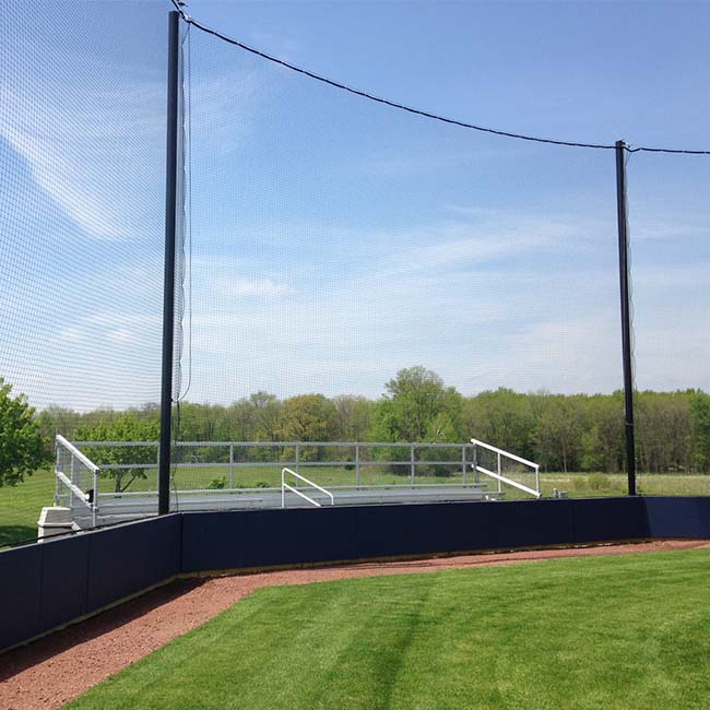 Back-up net and custom wall pad for baseball field.