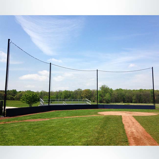 Back-up net and custom wall pad for baseball field.