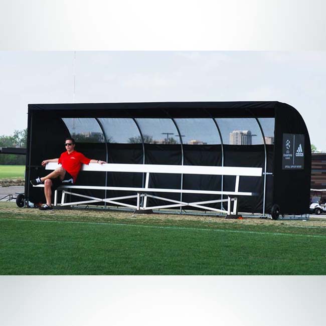 Model #SW1000176. Economy team shelter in black with windows for soccer and lacrosse teams.