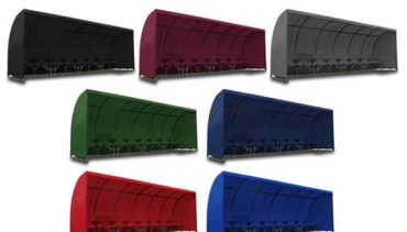 Model #SW1000176. Economy team shelters in black, maroon, grey, forest green, navy blue, red and royal blue.