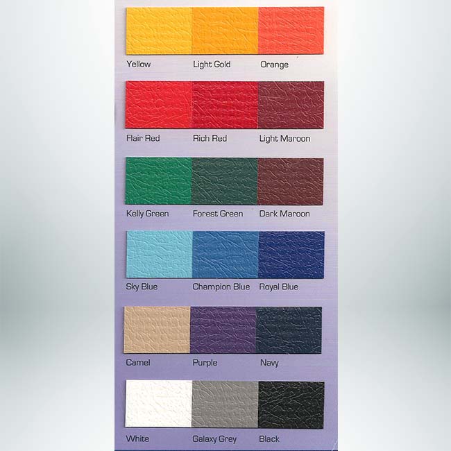 Indoor padding for athletic facilities color card.