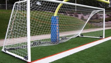 Custom wheeled soccer goal to fit in front of football goalpost.