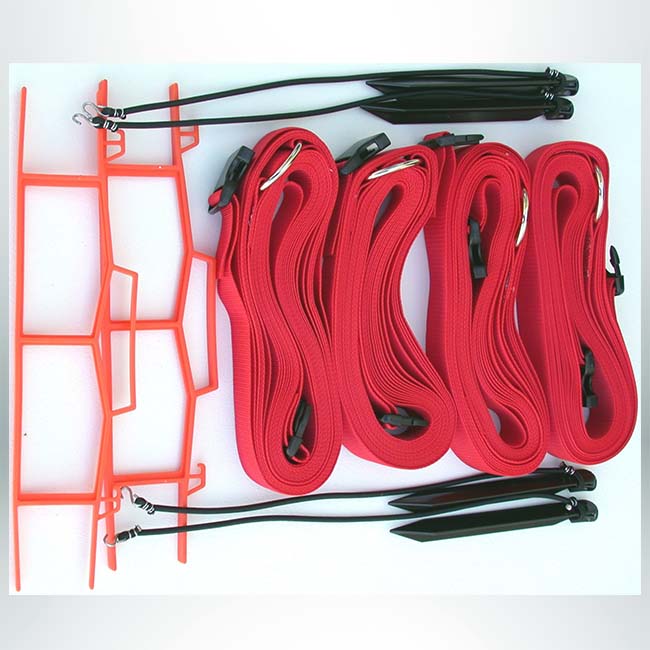 Portable 2 inch Webbing Set for Outdoor SandVoll Beach Volleyball Lines for Sand 26.3' x 52.6' Official AVP / FIVB Court Size Dimensions Sand Anchors and Net Bag 