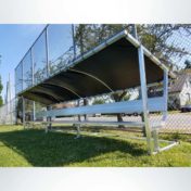 Covered athletic team bench. Aluminum 21' bench with vinyl cover.