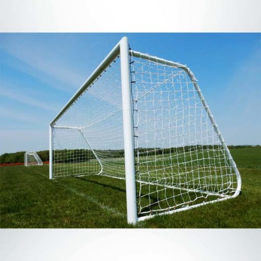 Model #MAL66186PC. Movable aluminum soccer goal with cable net. 6'6" x 18'6".