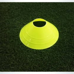 Model #LDCYELLOW. Large yellow disc cone. 12" wide x 4" tall. For soccer field marking.