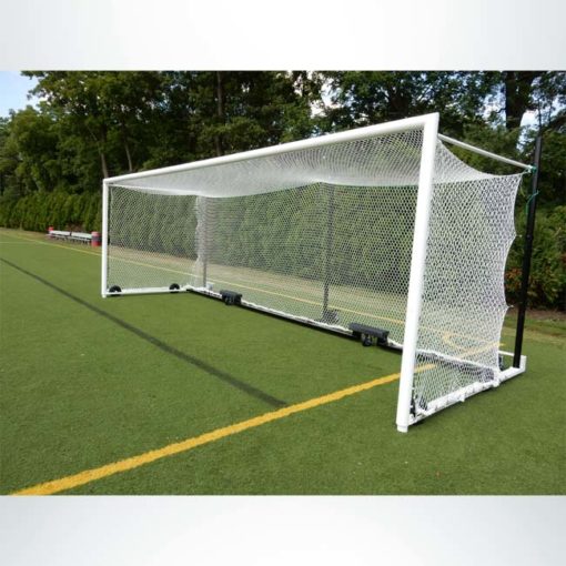 Model #MS88WRD4824BOX66. Wheeled box style soccer goal with backstays. Front view.