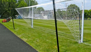 Model #S80NSB. Net storage bar to raise net on Stadium Cup soccer goals for mowing. Back view.